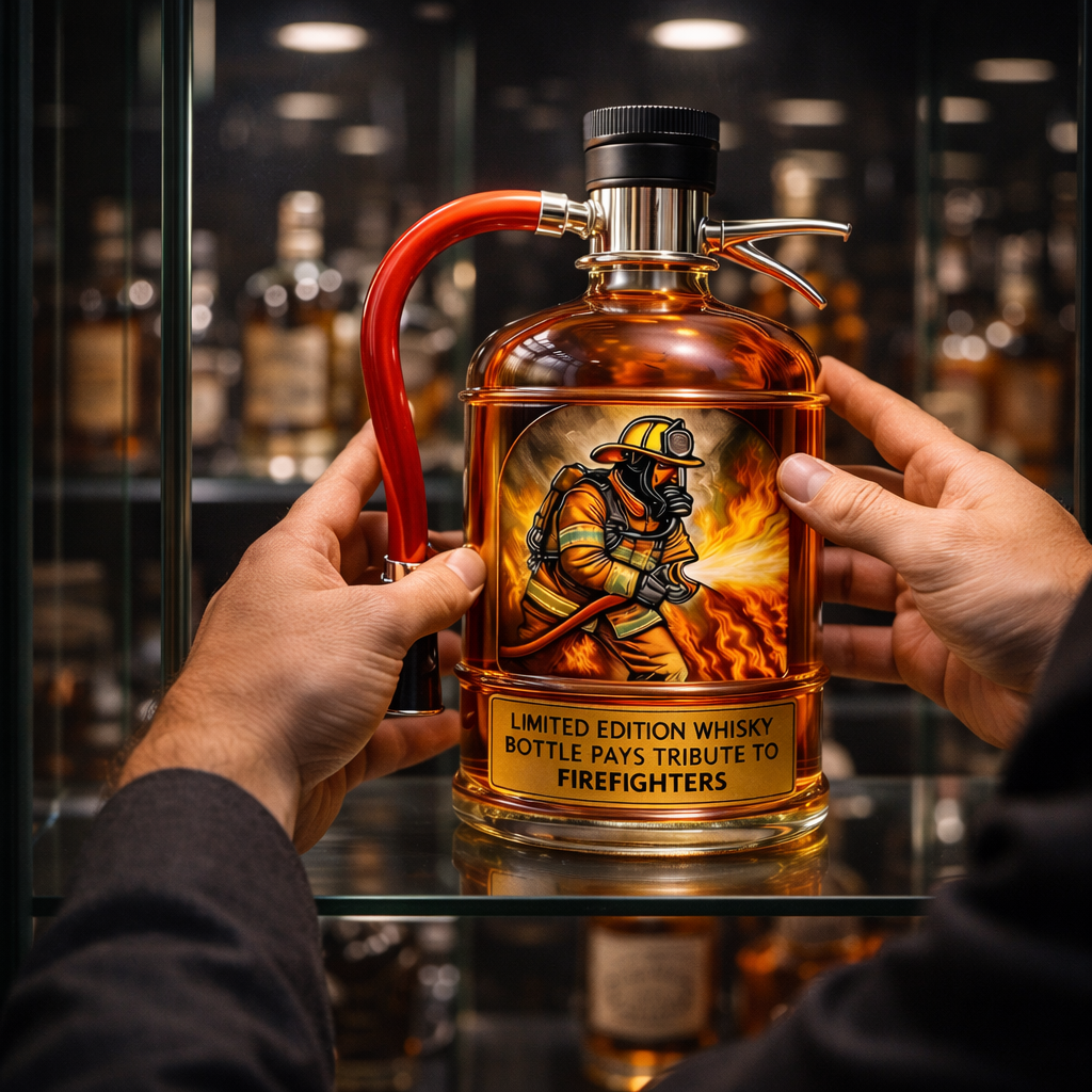 Stylish Whisky Decanter Bottle Gift Set with Fire Extinguisher Design