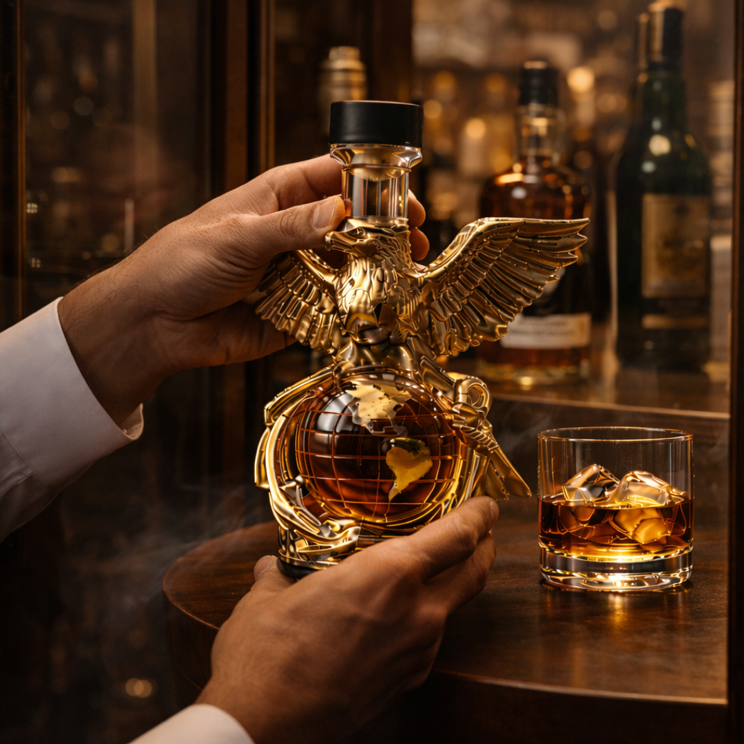 Stylish Whisky Decanter Bottle Gift Set with Eagle Design