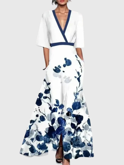 Effortless Floral Mini Dress for Women with V Neck