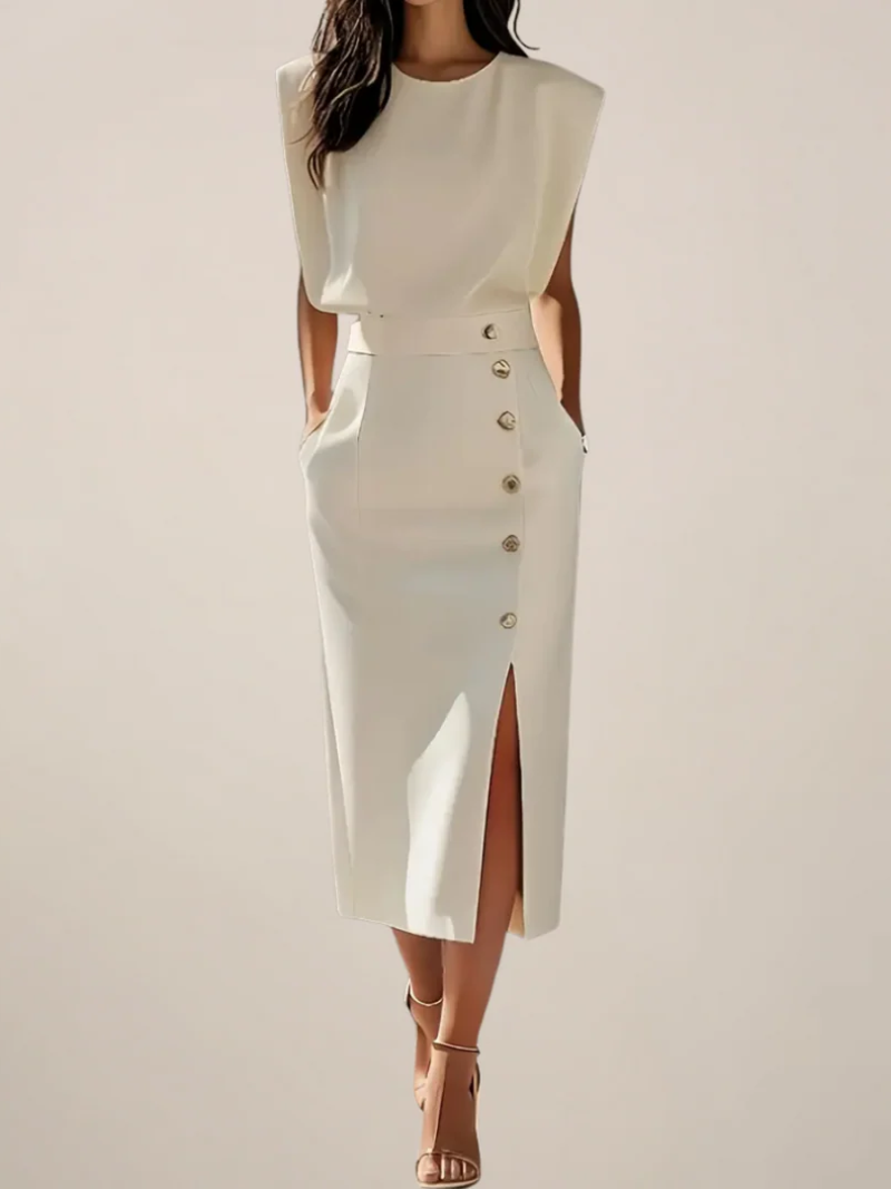 Elegant Midi Dress for Women with Side Slit