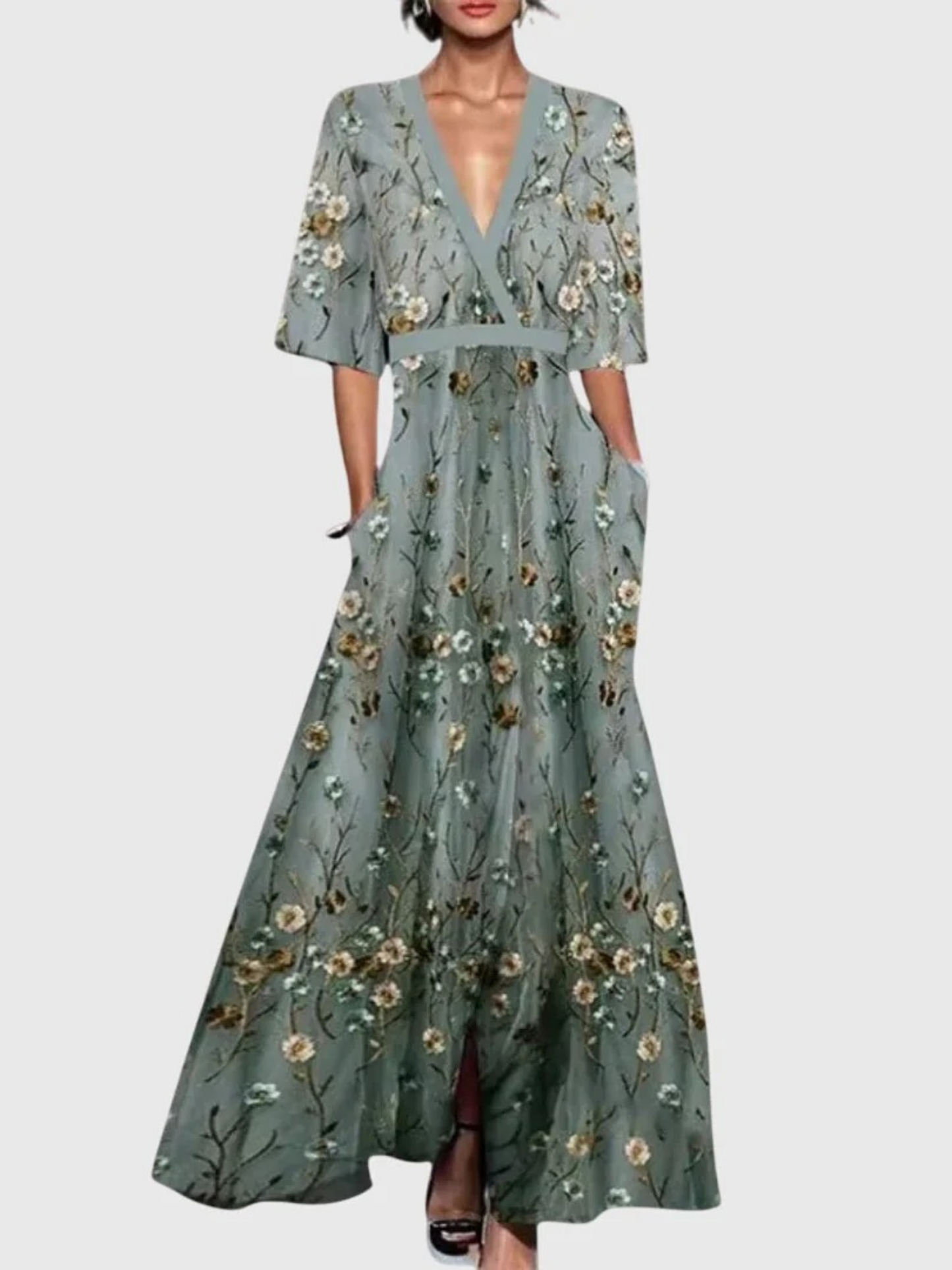 Effortless Floral Mini Dress for Women with V Neck