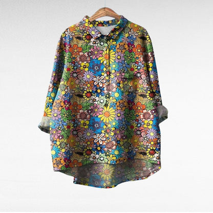 Effortless Floral Blouse for Women with Long Sleeve