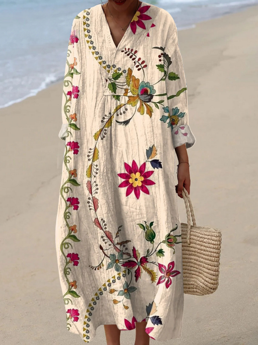 Stylish Floral Dress for Women with Vintage Casual Style