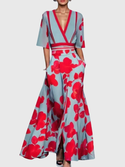 Effortless Floral Mini Dress for Women with V Neck