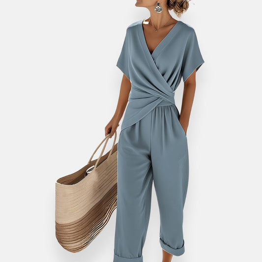 Stylish Jumpsuit for Women with Bow Draped