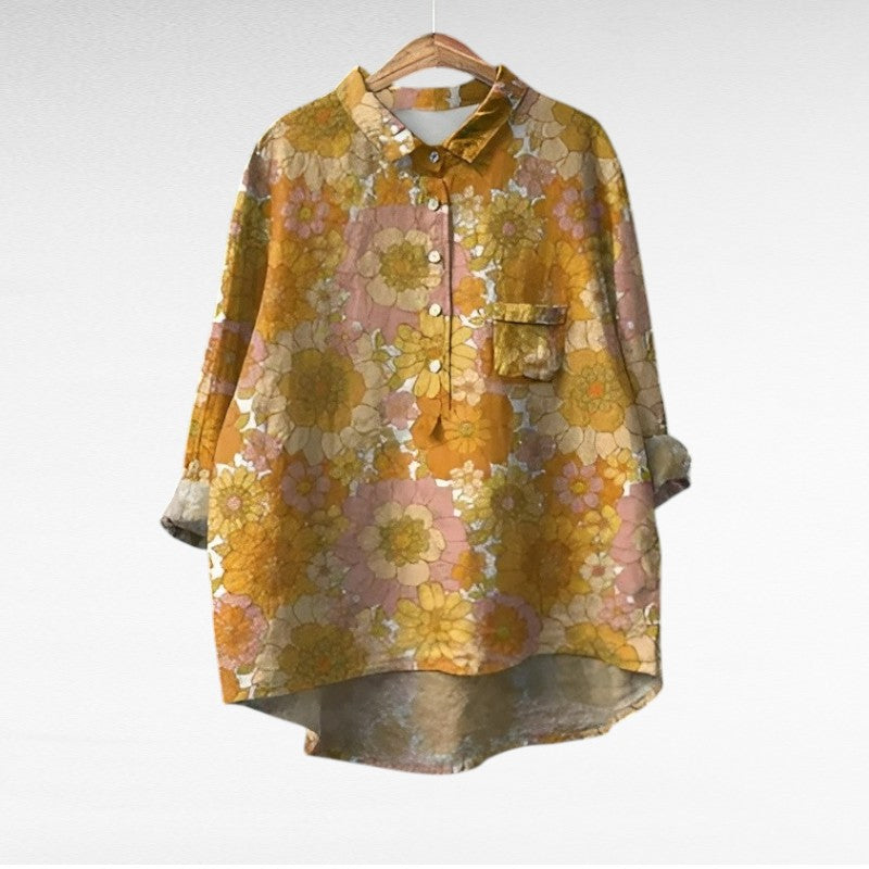 Effortless Floral Blouse for Women with Long Sleeve