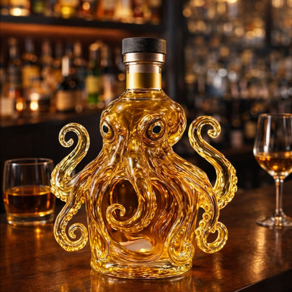 Stylish Whisky Decanter Bottle Gift Set with Octopus Design