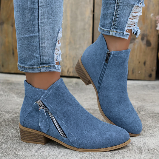 Comfortable Orthopedic Shoes for Women with Zipper Block Heel Slip On Style