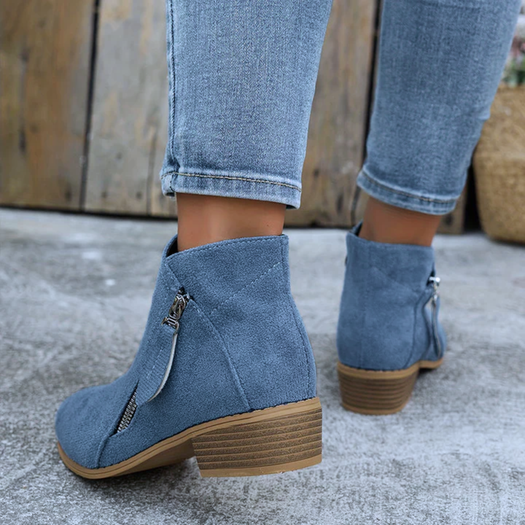 Comfortable Orthopedic Shoes for Women with Zipper Block Heel Slip On Style
