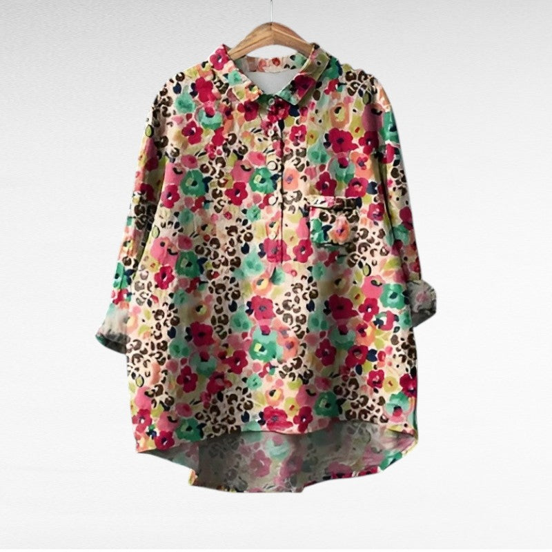 Effortless Floral Blouse for Women with Long Sleeve