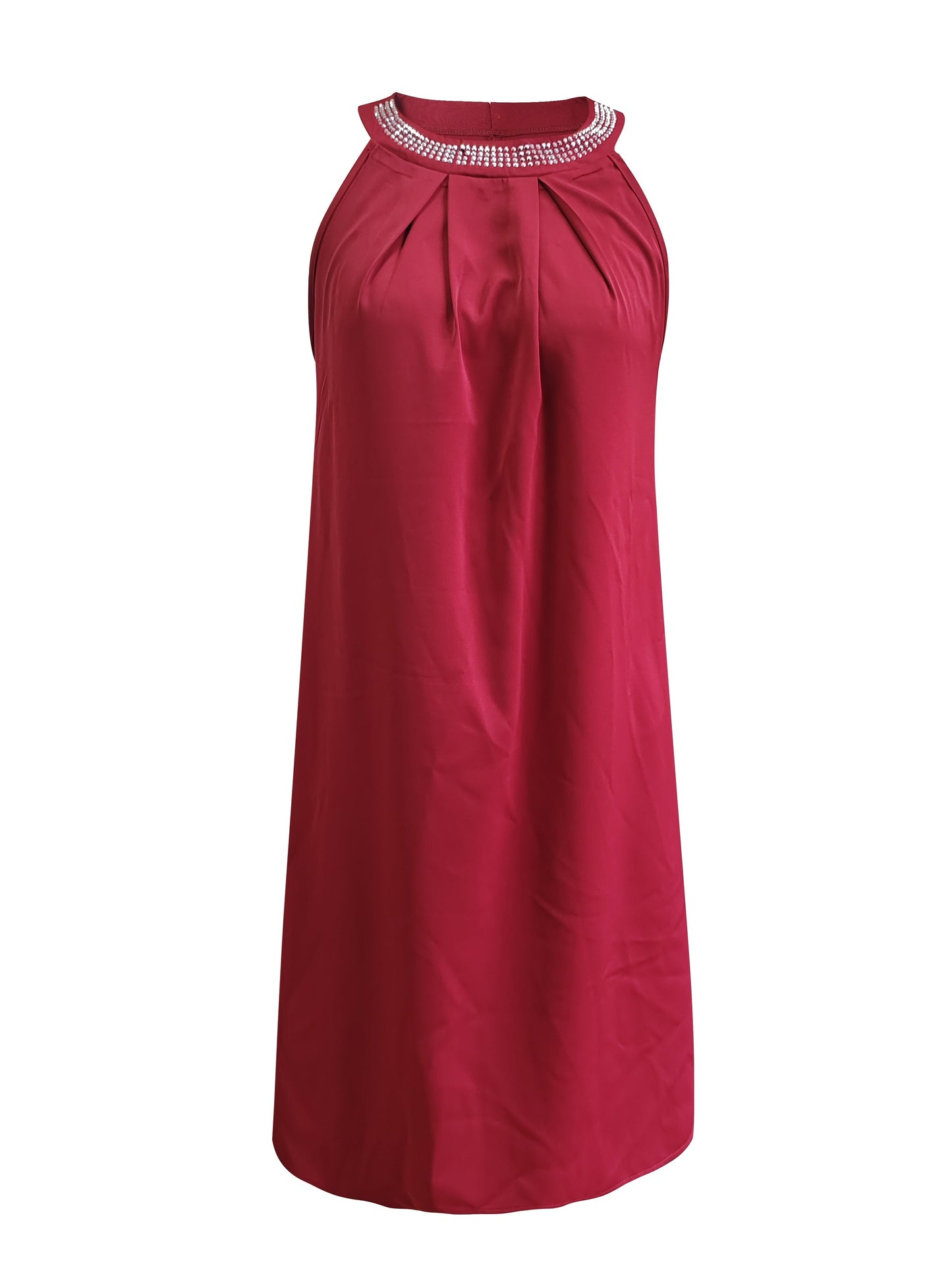 Elegant Evening Dress for Women with Round Neck Sleeveless Formal Wedding Guest Style