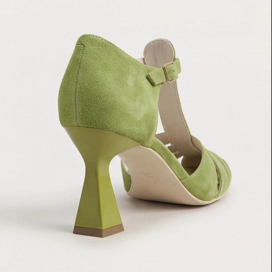 Comfortable Green Heels for Women with Closed Toe Cushioned Style