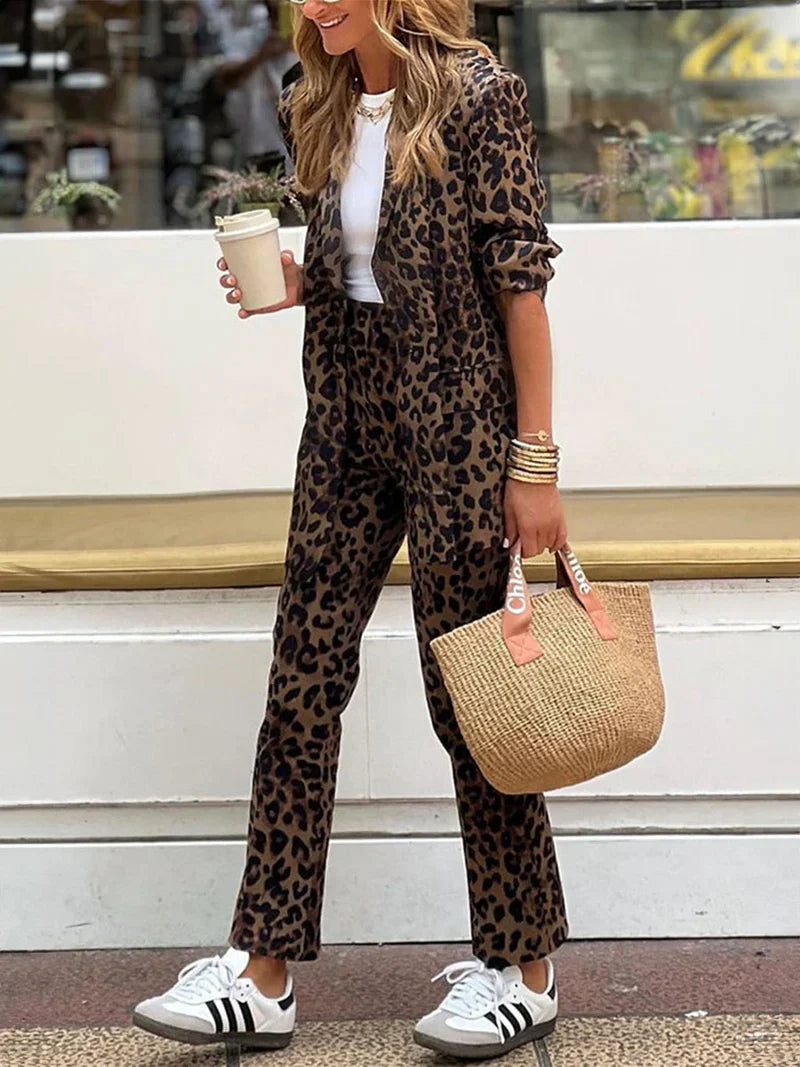 Comfortable Leopard Two Piece Set for Women