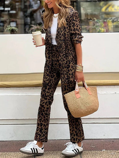 Comfortable Leopard Two Piece Set for Women