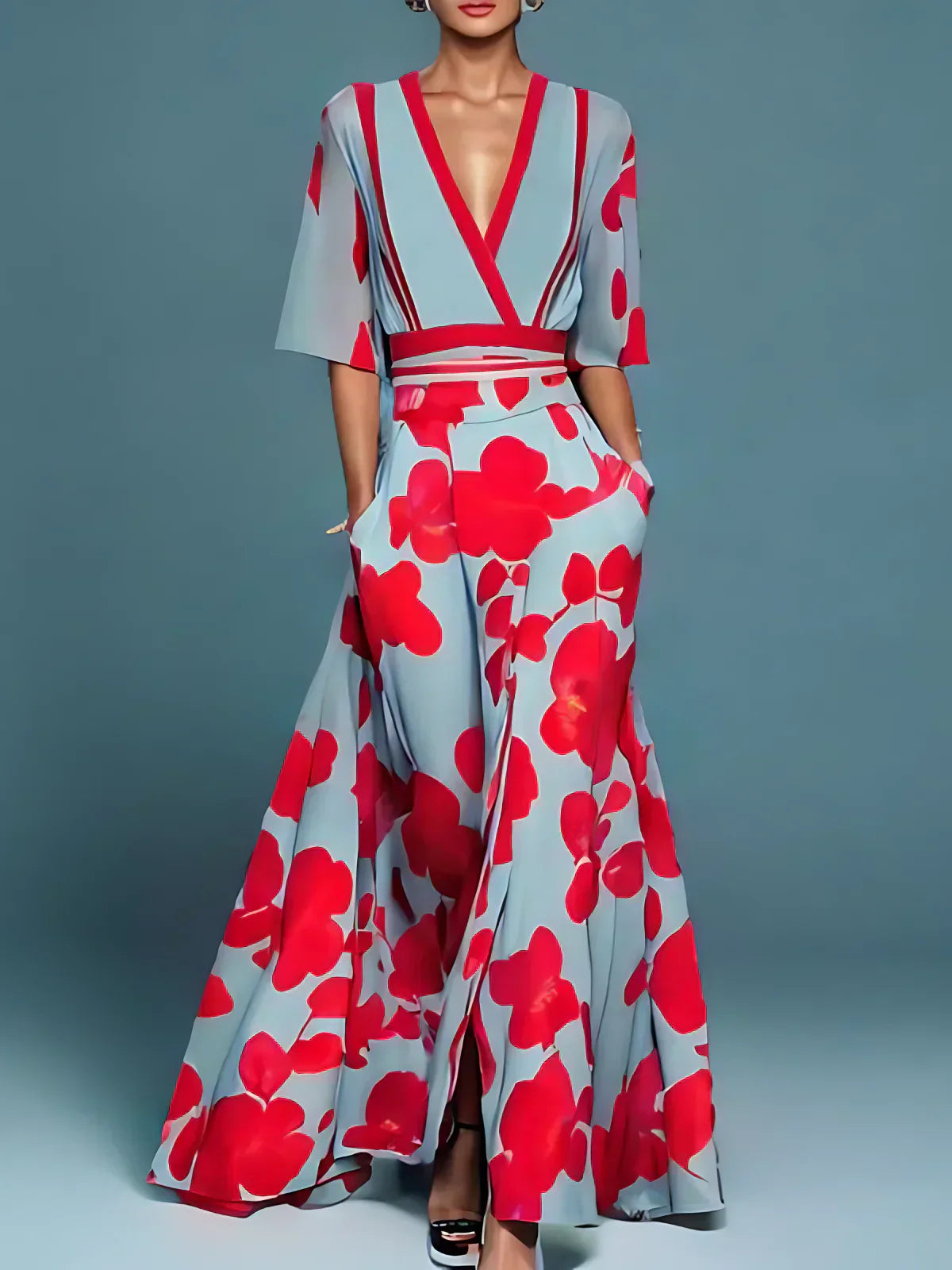 Stylish Floral Evening Dress for Women Formal Wedding Guest Style