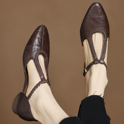 Comfortable Shoes for Women with Buckle T Strap Style
