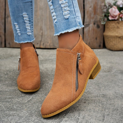 Comfortable Orthopedic Shoes for Women with Zipper Block Heel Slip On Style