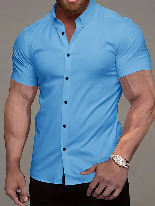 Comfortable Button Down Shirt for Men with Short Sleeve