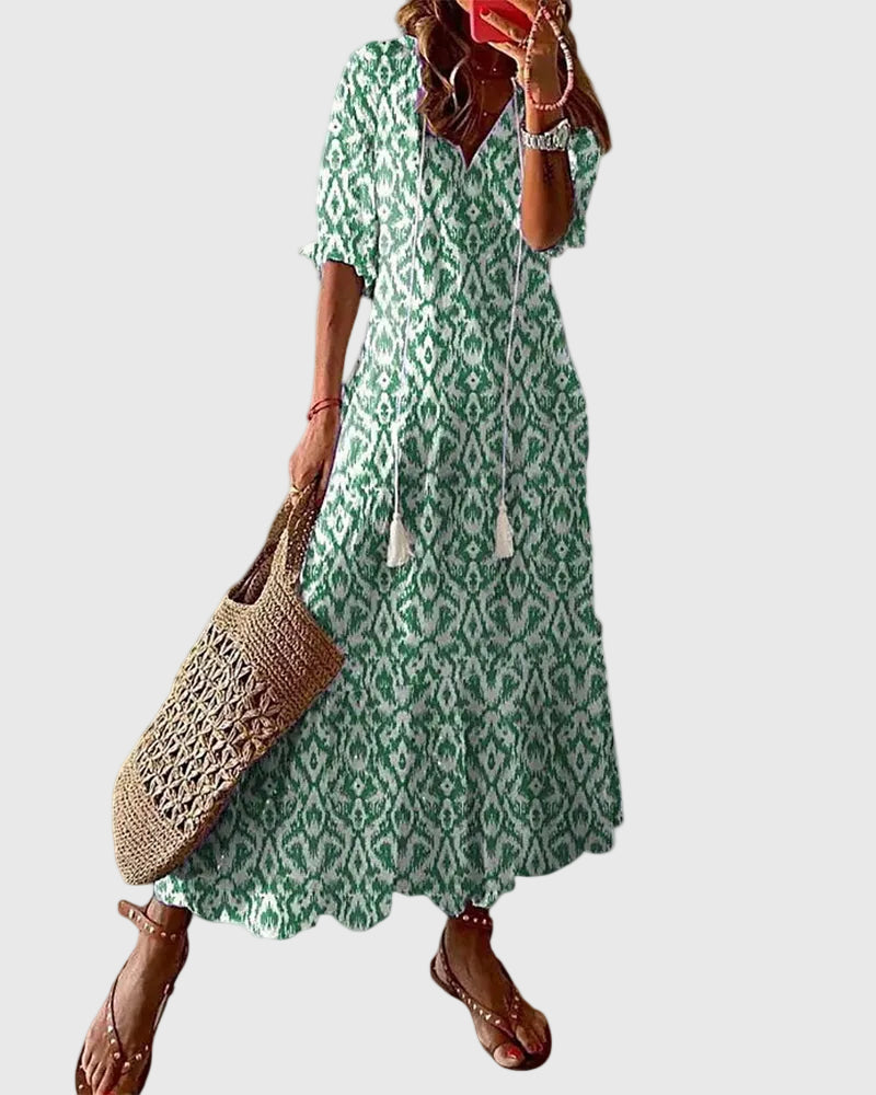 Effortless Maxi Dress for Women with V Neck Vintage