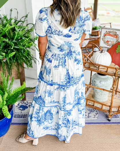 Stylish Maxi Dress for Women with V Neck Short Sleeve