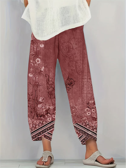 Comfortable Pants for Women with Cropped Elastic Waist