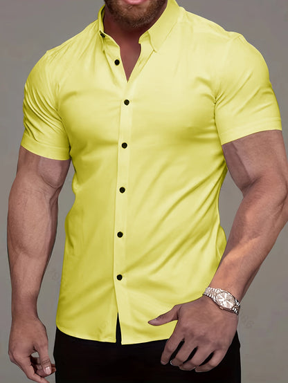 Comfortable Button Down Shirt for Men with Short Sleeve