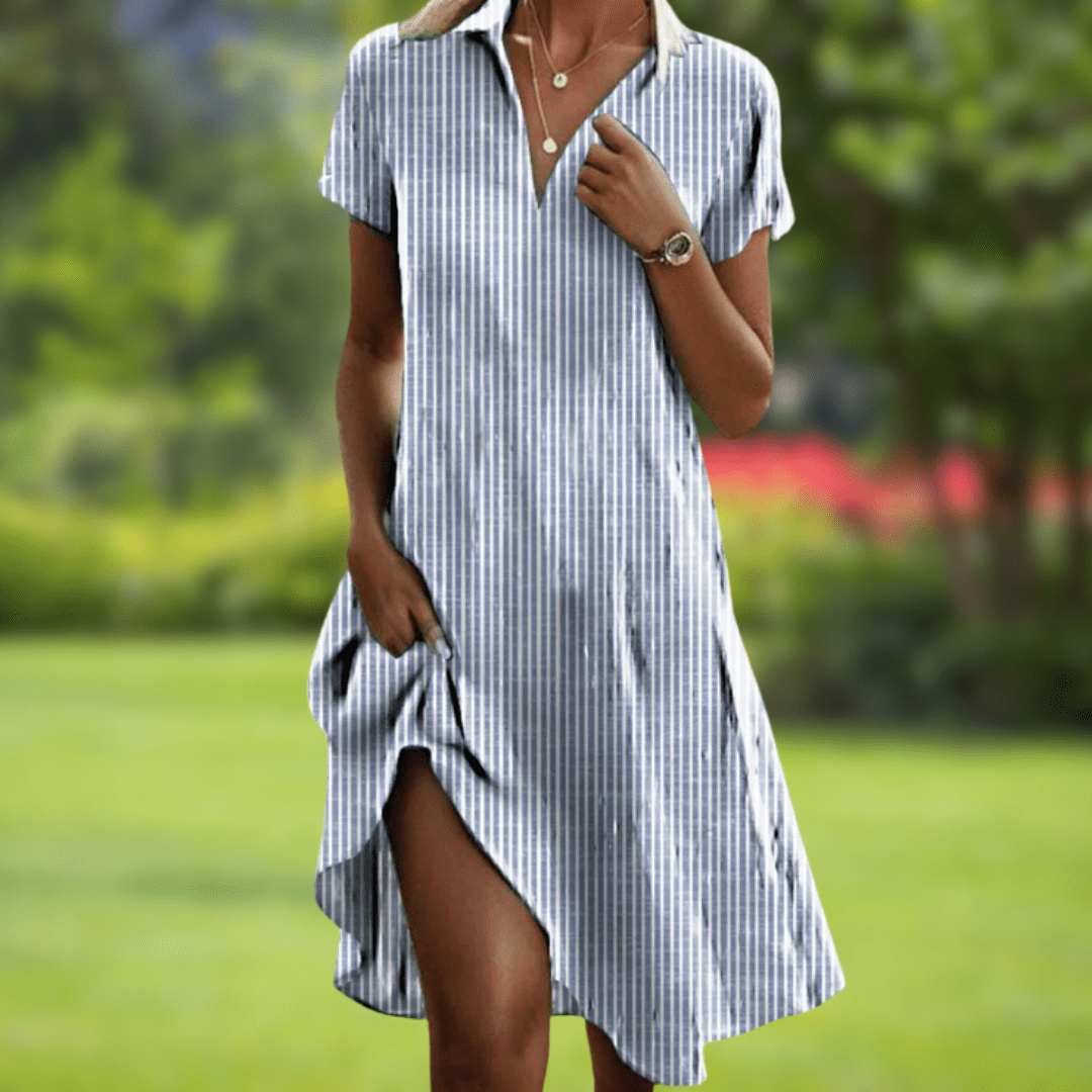 Elegant Flowy Floral Mini Dress for Women with V Neck