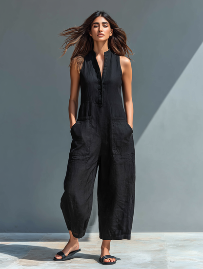 Effortless Jumpsuit for Women with Sleeveless Casual Style