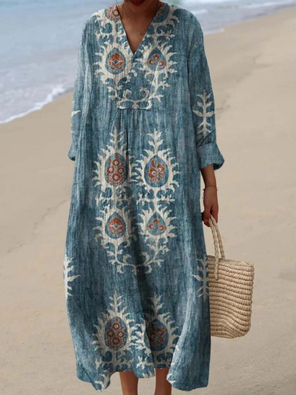 Effortless Flowy Floral Dress for Women with Vintage Casual Style