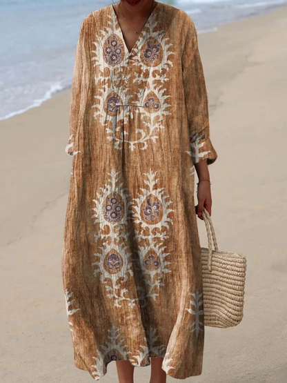 Effortless Flowy Floral Dress for Women with Vintage Casual Style