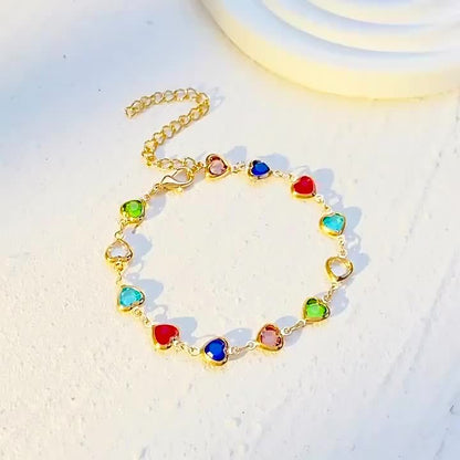 Elegant Bracelet for Women with Multicolor Heart Design