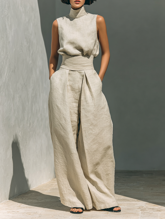 Stylish Two Piece Set for Women with Sleeveless Casual Style