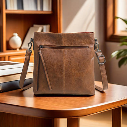 Stylish Brown Handbag for Women with Casual Zipper Design