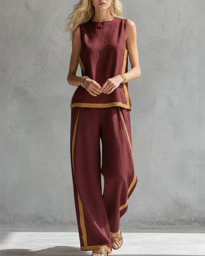 Effortless Two Piece Set for Women with Sleeveless Casual Style