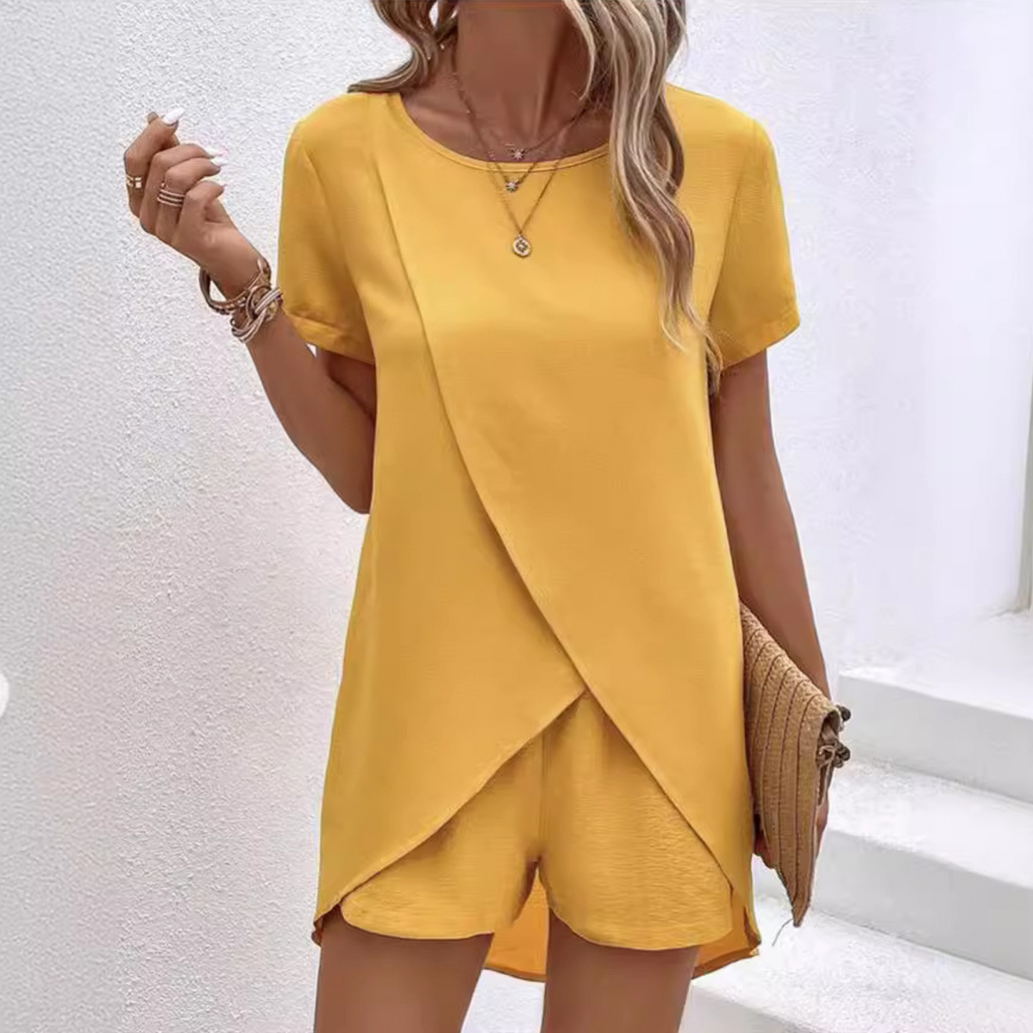 Stylish Two Piece Set for Women with Slit Casual Style