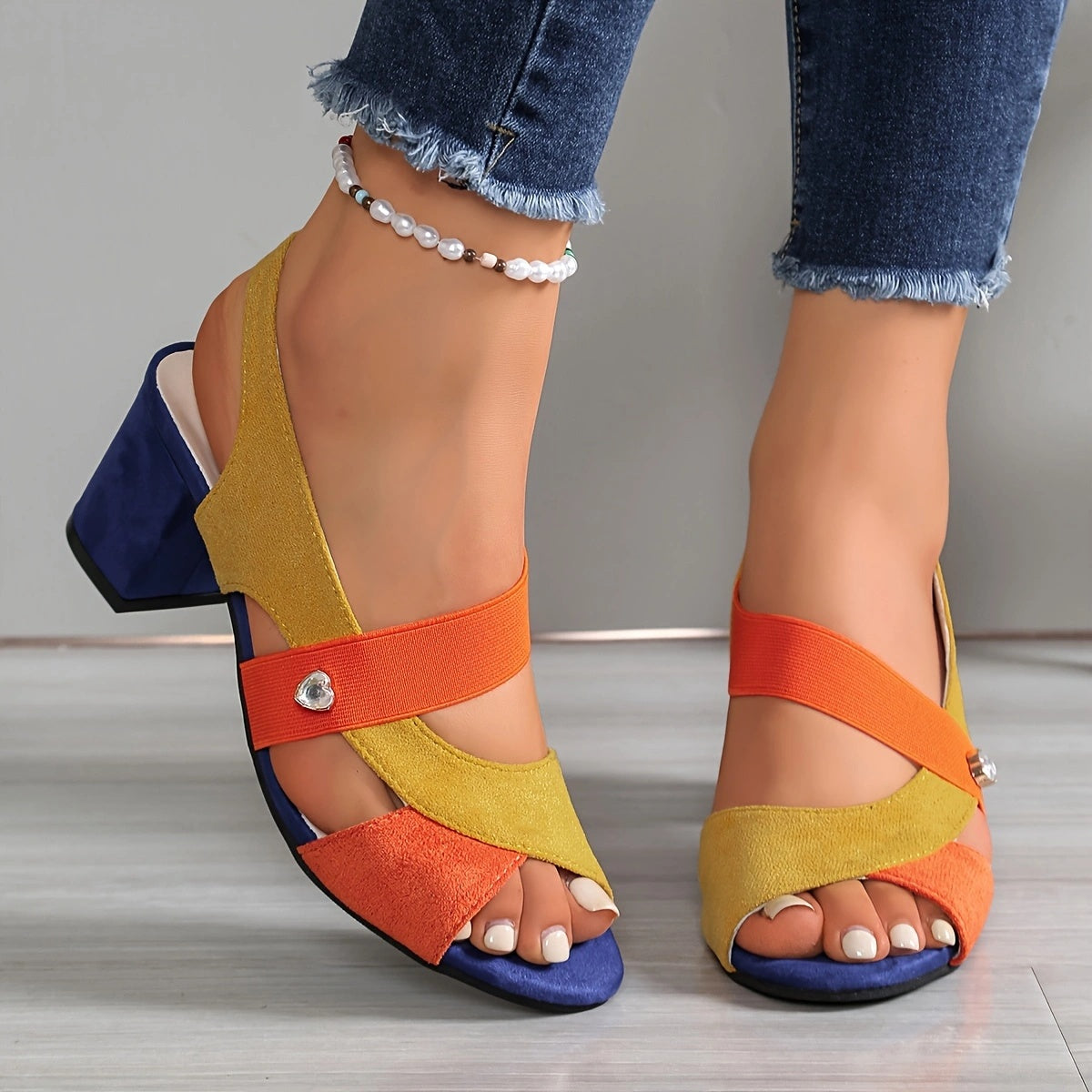 Comfortable Heels for Women with Cross Strap Block Heel Style