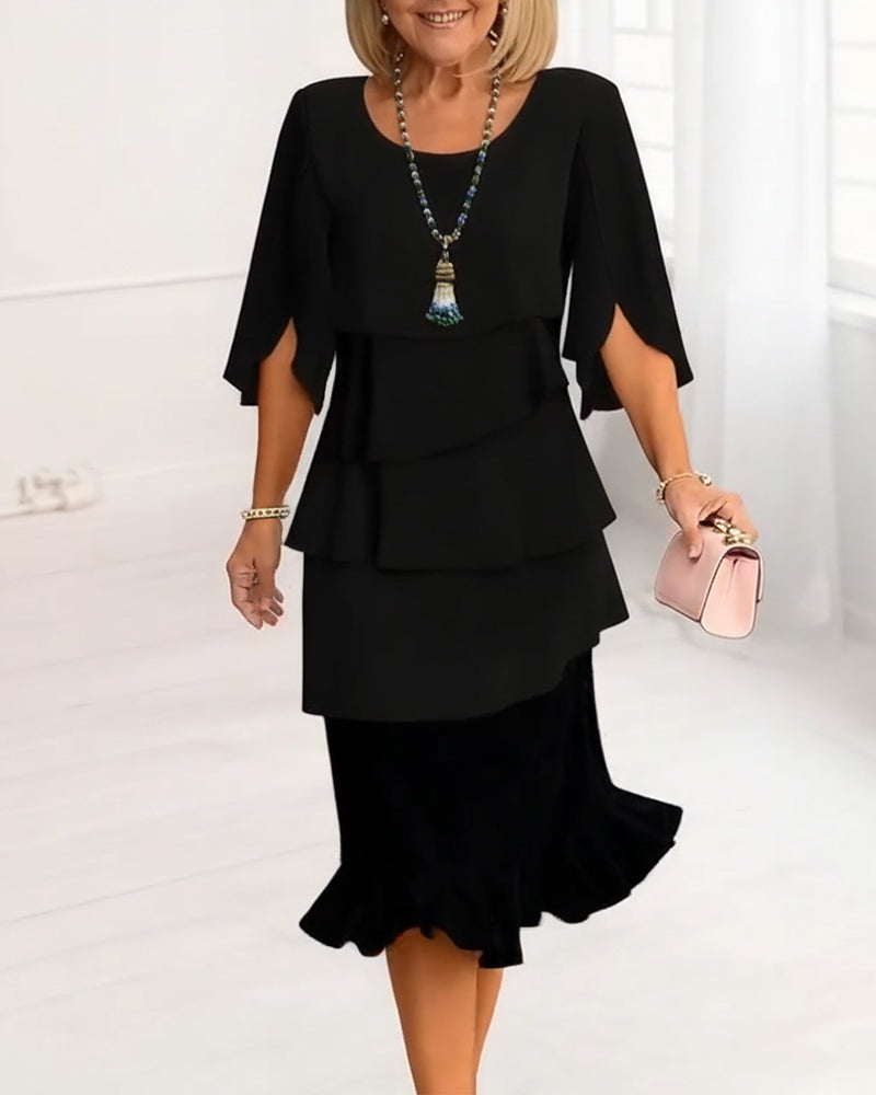 Stylish Mini Dress for Women with Round Neck A Line