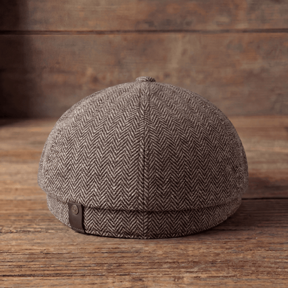 Classic Cap for Men with Vintage Herringbone Design