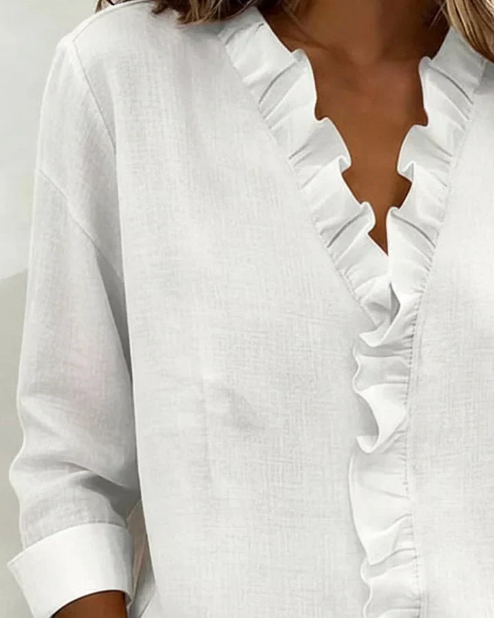 Stylish Blouse for Women with V Neck Long Sleeve