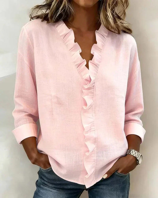 Stylish Blouse for Women with V Neck Long Sleeve