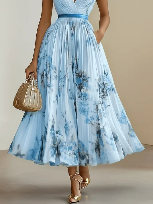 Elegant Wrap Mini Dress for Women with V Neck Sleeveless
