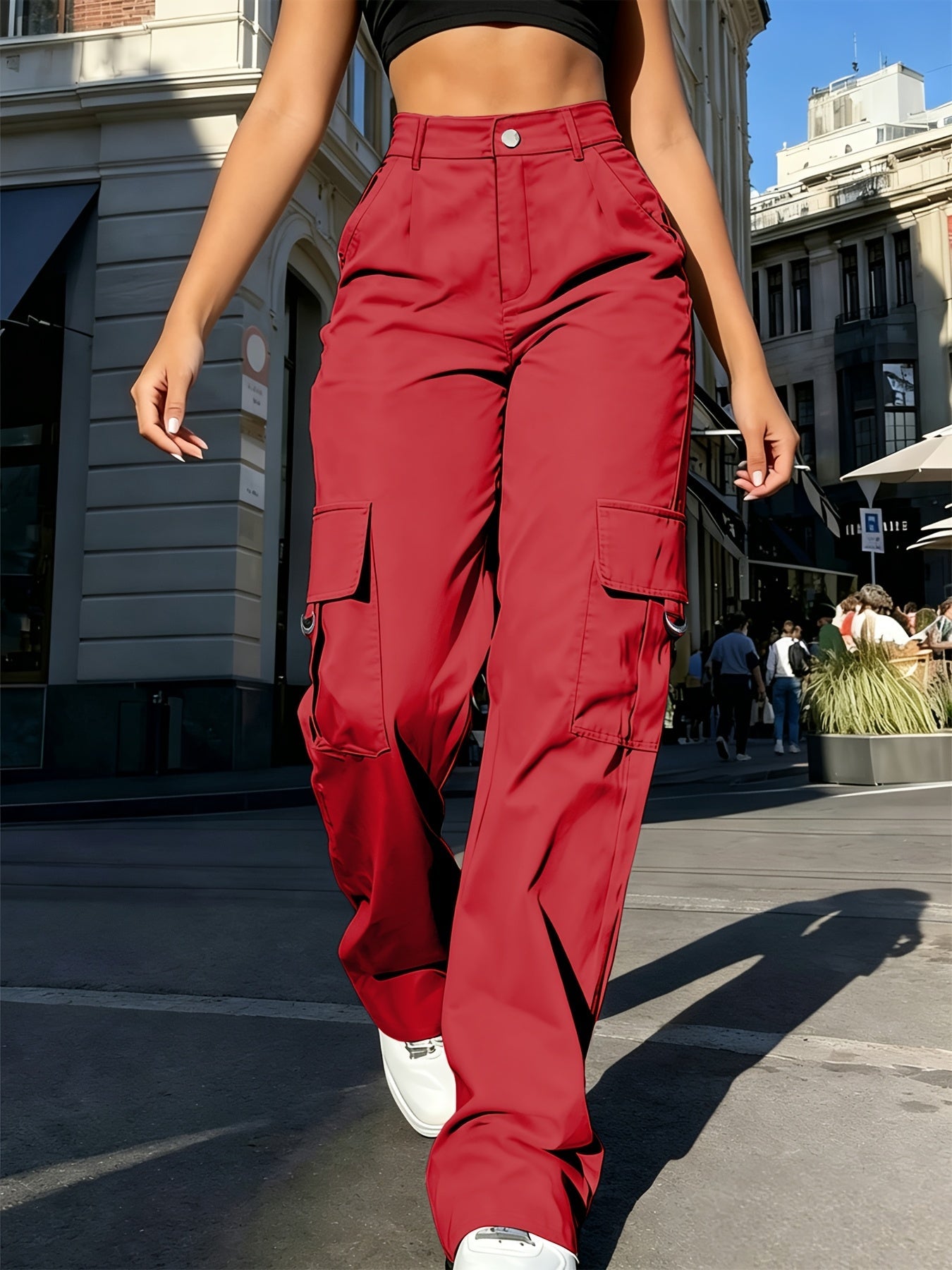 Effortless Cargo Pants for Women with High Waist Wide Leg Pocket Style