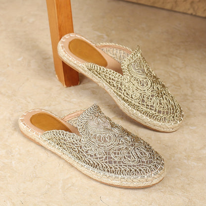 Comfortable Mules for Women with Slip On Woven Cushioned Style