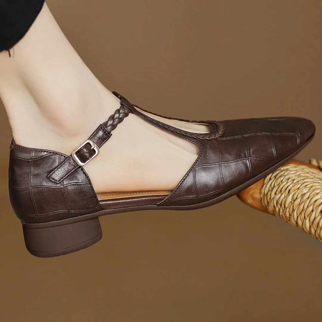 Comfortable Shoes for Women with Buckle T Strap Style