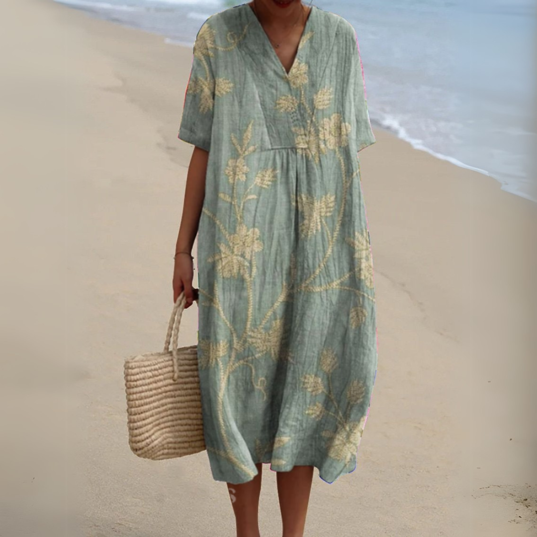Effortless Flowy Floral Mini Dress for Women with V Neck