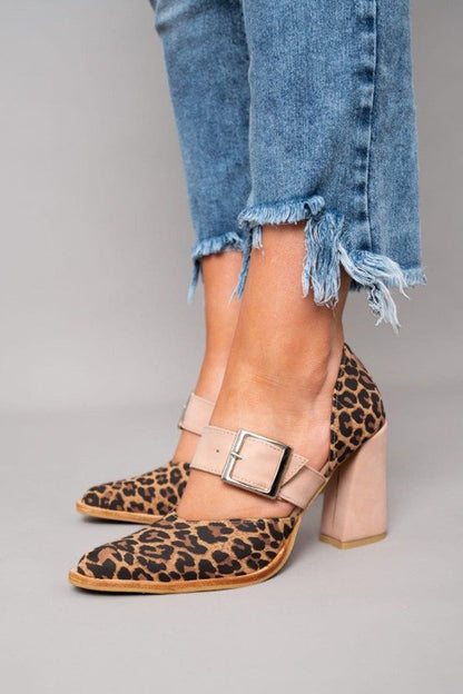 Comfortable Khaki Leopard Heels for Women
