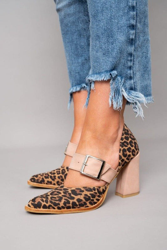 Comfortable Khaki Leopard Heels for Women