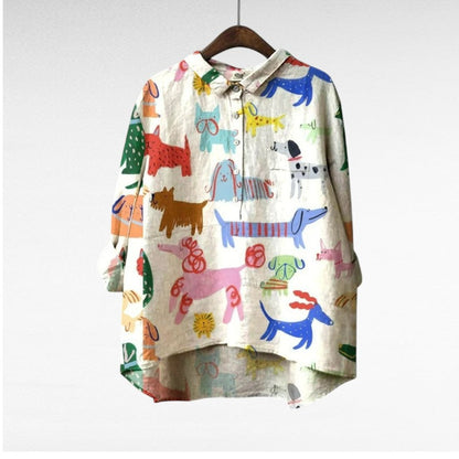Effortless Printed Blouse for Women with Long Sleeve