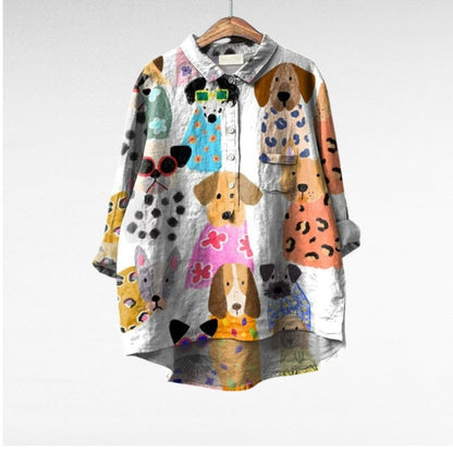 Effortless Printed Blouse for Women with Long Sleeve
