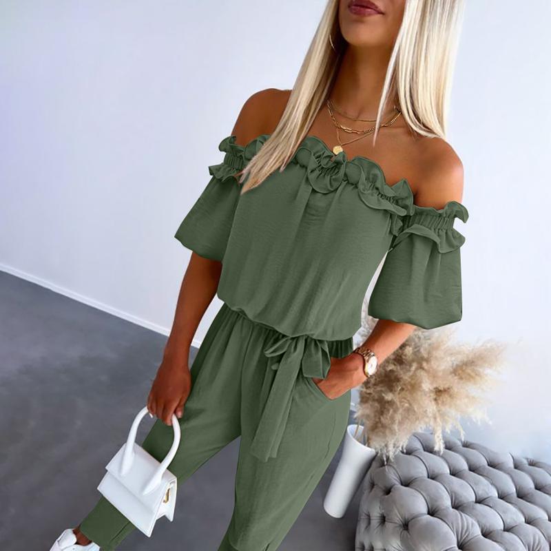 Effortless Overalls for Women with Off Shoulder Tie Waist